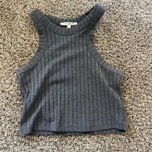 Express Dark Gray Ribbed Crop Top